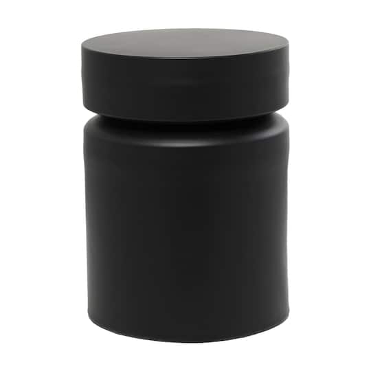 18" Black Metal Drum Accent Table